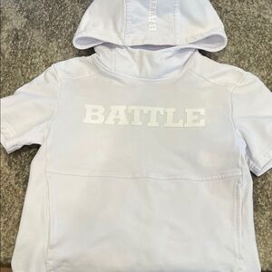 Youth BATTLE White Hoodie short Sleeve sweatshirt